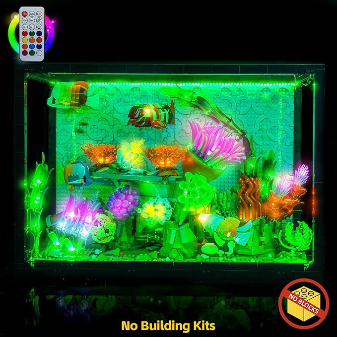 BrickBling LED Light Compatible with Lego Tropical Aquarium 10366, Decoration Lamp Compatible with Lego Tropical Fish Tank- Excluding Model (Colorful Version Light)