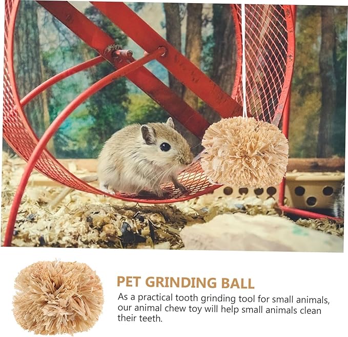 Totority 2Pcs Natural Material Bunny Molar Balls Small Animal Chew for Teeth Grinding and Mouth Cleaning Safe Rabbit and Hamster Playthings for Guinea Pigs Squirrels and Gerbils Teeth Care