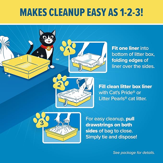 Jonny Cat Litter Box Liners: Heavy Duty - Tear & Leak Resistant - Drawstring Close - Jumbo, 30 Count