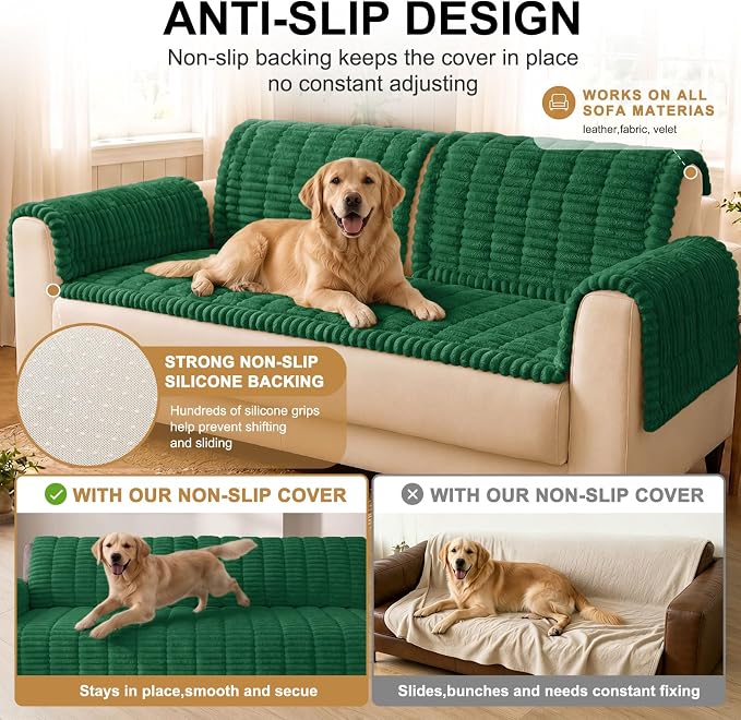 Smiry Couch Cover for Dogs, Non Slip Washable Sofa Protector for Pets, Soft Furniture Cover for Pet, Stylish Sofa Covers, Cozy Protect Against Fur, Dirt & Everyday Messes (Turquoise, 43" x 63")