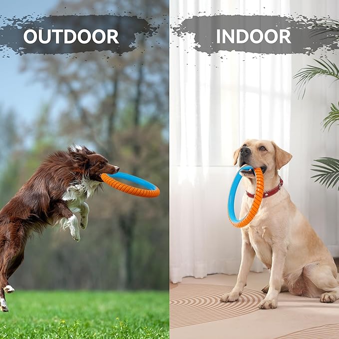 ALL FOR PAWS 10.8" Dog Ring Toy, Interactive Dog Toy for Fetch & Tug of War, Rubber Dog Toy for Medium to Large Dogs, Outdoor Dog Toy for Training & Exercise, Anxiety Relief & Boredom