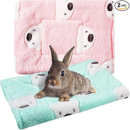 Jetec 2 Pieces Guinea Pig Bed Rabbit Bed Warm Small Animal Hamster Bunny Mats Winter Warm for Bunny Hamster Squirrel Hedgehog Chinchilla Small Animal Accessories(Green, Pink,Bear Pattern)