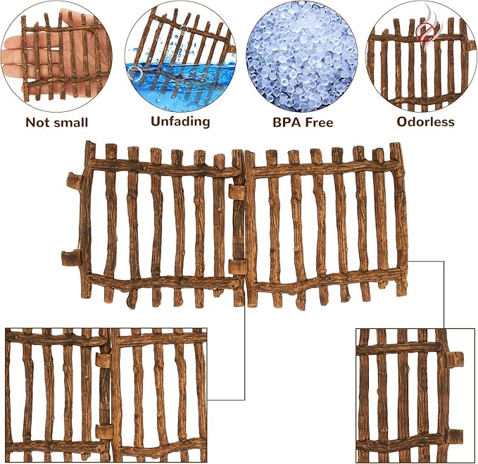 Realistic Toy Fence, Large Corral Fencing Panel Accessories Playset, Farm Fence Toys for Barn Paddock Horse Stable Horses Figurines, Christmas Birthday Gift for Kids Toddler