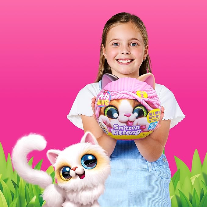 Pets Alive Smitten Kittens Series 2 (Dragon Li) by ZURU – Interactive Plush Cat Toy with 10 Sounds, Surprise Unboxing, Soft Collectible Pet for Ages 3+