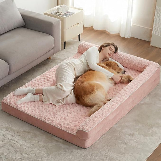 BFPETHOME Orthopedic Dog Bed for Extra Large Dogs-Big Waterproof Sofa Dog Bed with Removable Washable Cover, Large Pet Bed with Waterproof Lining and Nonskid Bottom,Pet Bed for Large Dogs