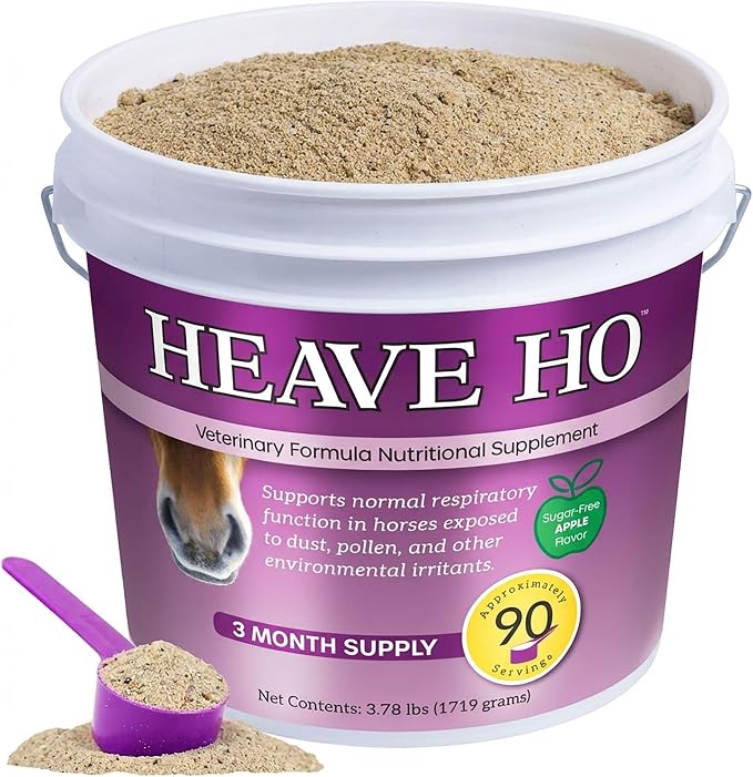 HEAVE HO Equine Respiratory Support Supplement for Horses, Supports Normal Lung & Immune Function, Sugar Free Apple Flavor, 90 Servings