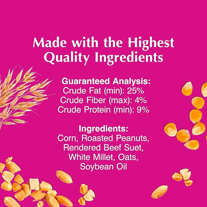 C&S High Energy Delight No Melt Suet Dough, Suet Cakes for Wild Birds Including Woodpeckers, Nuthatches, Chickadees and More, Pack of 8