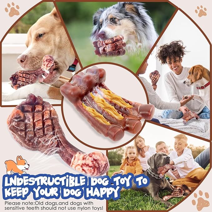 Fuufome Dog Chew Toys for Aggressive Chewers：2 Pack Indestructible Dog Toy for Large Breed- Tough Nylon Teething Bone Toy to Keep Them Busy