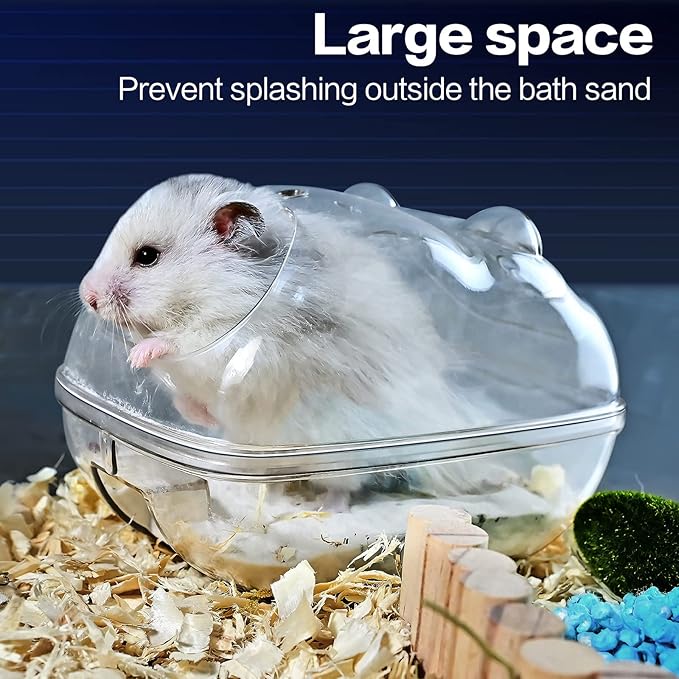 lazYYzal Hamster Bathtub,Hamster Bathroom,Small Animal Habitat Décor,Sand Bath Container Transparent Beds,Hamster Bed,Ice Bathtub,Sleep Pad Nest,Sand Bath Box for Small Pet Animals Cage Accessories（S）