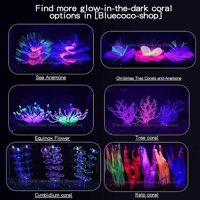 Soft Silica Gel Moves Naturally with Water Flow, Aquarium Decorations Glow in The Dark, Glowing Coral Ornaments for Fish Tank Decorations (Blue, Tree)