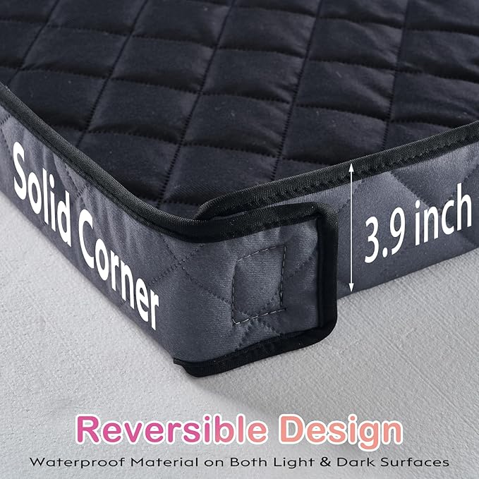 FunFurry Quilted Guinea Pig Cage Liner, Reversible & Absorbent Bottom Base, Cage Liners for Small Animals, Hamster Chinchilla Hedgehog Ferret Rabbit. (Dark Grey-Quilted, 24" X 36")