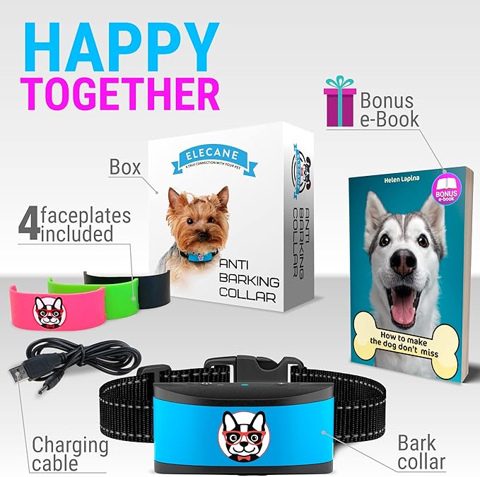 Small Dog Bark Collar Rechargeable - Anti Barking Collar for Small Dogs - Smallest Most Humane Stop Barking Collar - Dog Training No Shock Bark Collar Waterproof - Safe Pet Bark Control Device