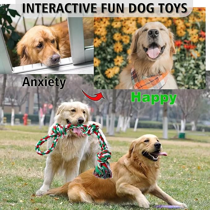 XIGOU Rope Toys for Dogs - Indestructible Chew Toys for Aggressive Chewers, Tough Puppy Teething Toys for Boredom, Dental Cleaning Tug of War Toy - Great for Small to Large Breed