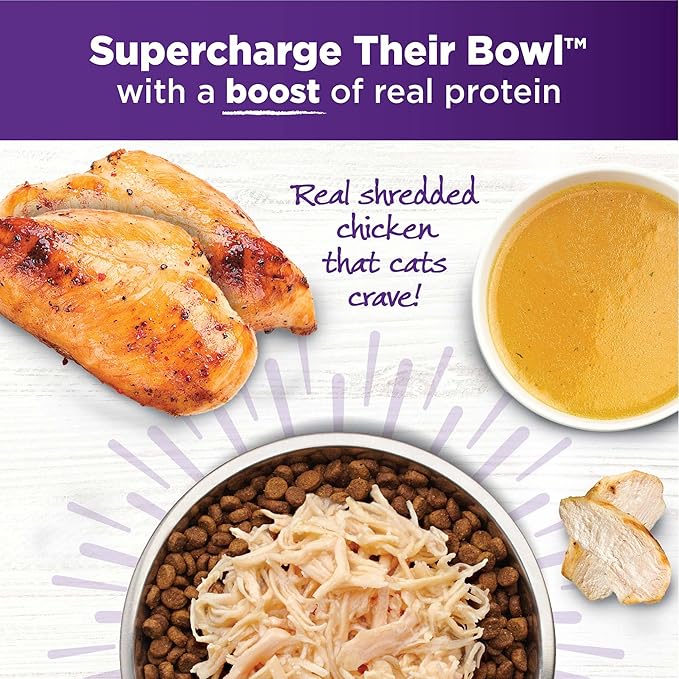 Wellness Bowl Boosters Shreds with Broth Wet Cat Food Topper, Grain Free, Natural, Chicken Recipe, 1.75 oz, Pack of 12 Pouches
