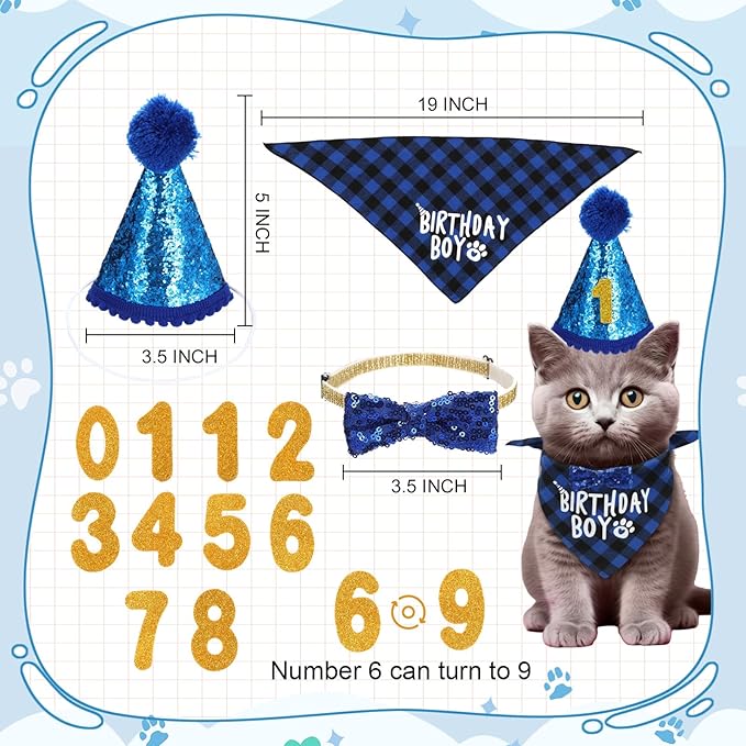 Zopeal Mother’s Day Cat Toy Set Interactive Cat Toys Pack Including Feather Teaser Wand Plush Gift Outfit Mice Crinkle Balls and Pet Bell Balls, Puzzle for Indoor Cats Gift Basket for Kitten(Blue)