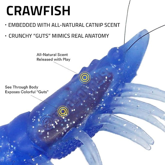 Playology Cat Toys | Catnip Toy Crawfish (Value 4-Pack) for Chewing Chasing and Pouncing | Interactive Cat Toys for Indoor Cats