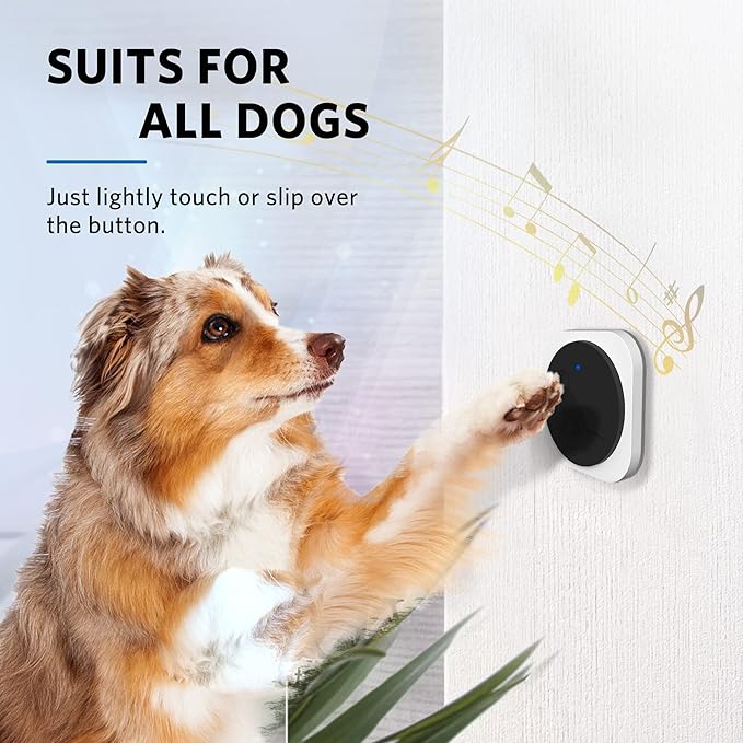 Dog Bells to Go Outside, Wireless Dog Doorbell Operating at 1000 Feet with Chew Resistant IP65 Waterproof Touch Button, CD Quality Sound & 4 Notification Modes