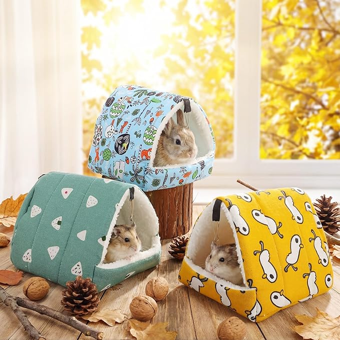 AceOrbit 6 Pcs Guinea Pig Hideout Small Tunnel 7.5 Inch Washable Hamster Bed Animal Cage Accessories for Chinchilla Rabbit Hedgehogs Ferrets to Digging Chewing(Light Color,Simple Patterns)