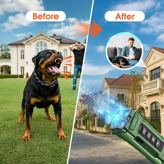 Dog Bark Deterrent Devices, Anti Barking Device 3X Ultrasonic Bark Control Device 50ft Range, Rechargeable & Safe Dog Training Tool for Quiet Walks and Peaceful Homes | Rechargeable, Anti Barking Control, Safe Training Tool, Quiet Walks, Indoor & Outdo...
