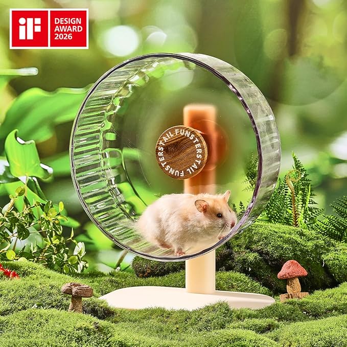 Super Silent Hamster Wheel 10.4 Inch, Magnetic Large Rat Wheel for Chinchilla, Gerbil, Guinea Pig, Cat, Mouse, Sugar Glider and Dwarf, Syrian Hamster Accessories (Wood Brown)