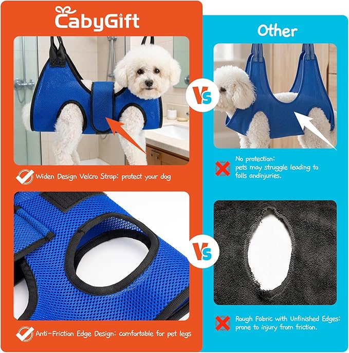 Dog Grooming Hammock Harness, Hanging Sling Restraint for Nail Clipping Small to Medium Dogs & Cats, with Nail Clipper and Comb Pet Grooming Hammock Kit-Small
