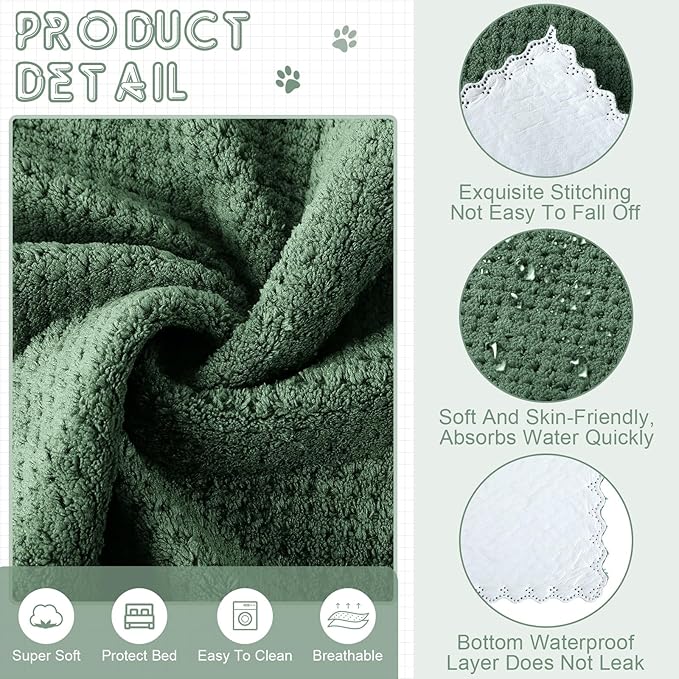 VitalCozy 10 Pcs Guinea Pig Cage Liners Washable Rat Bedding for Guinea Pigs Controlling Absorbent Waterproof Pee Pads Blanket for Rabbits Hamster Small Animal Chinchilla(Grid,18x24 Inch,Dark Green)