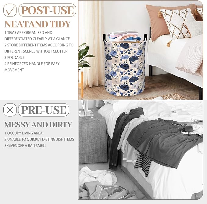 Cat Laundry Basket, Oxford Cloth Vintage Elegant Dirty Clothes Collapsible Hamper for Room Decor, Bookshelf Library and Kitten Print Gifts Toy Organizer 19.7*15.8 Inch for Bedroom Bathroom Dorm