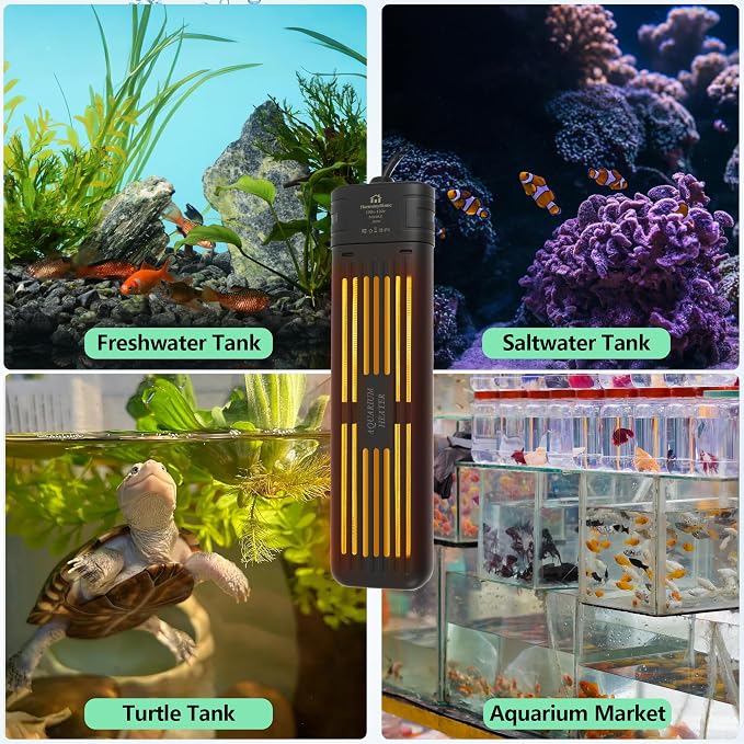 Aquarium Heater 300W/1000W, Submersible Fish Tank Heater with Digital LED Controller and Intelligent Leaving Water Automatically Stop Heating System, for Freshwater and Saltwater