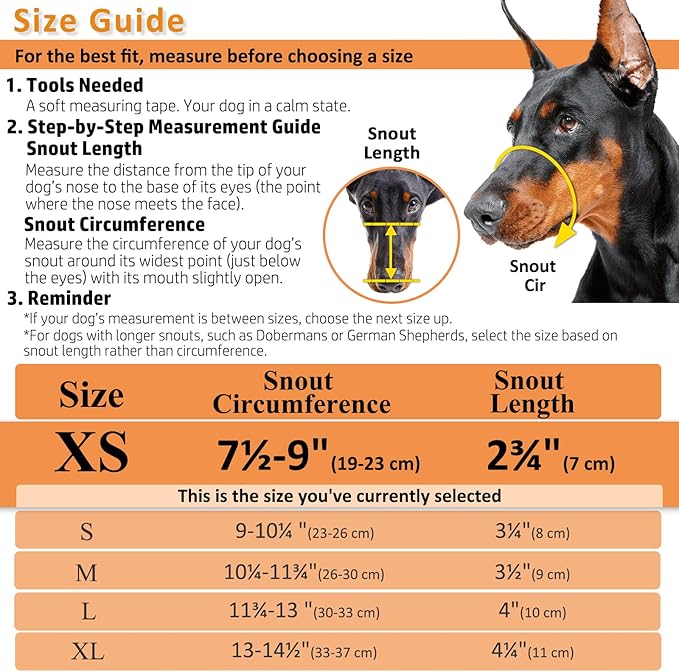 BARKLESS Dog Muzzle, Basket Muzzle for Biting, Chewing and Scavenging, Humane Cage Mouth Cover, Perfect for Grooming and Training Small Aggressive Reactive Dogs (XS, Black)