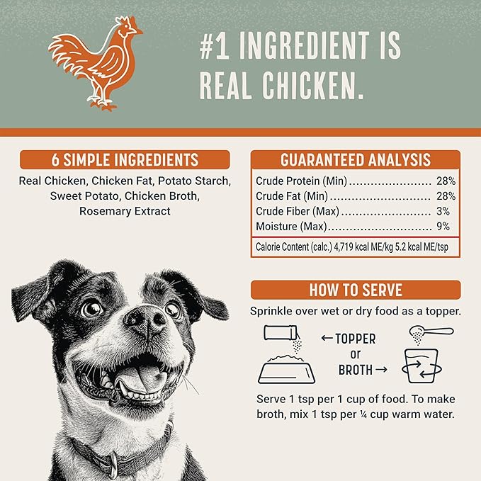 BEAUMONT BASICS Flavors Food Topper for Dogs, Chicken Recipe, 3.1-Ounce