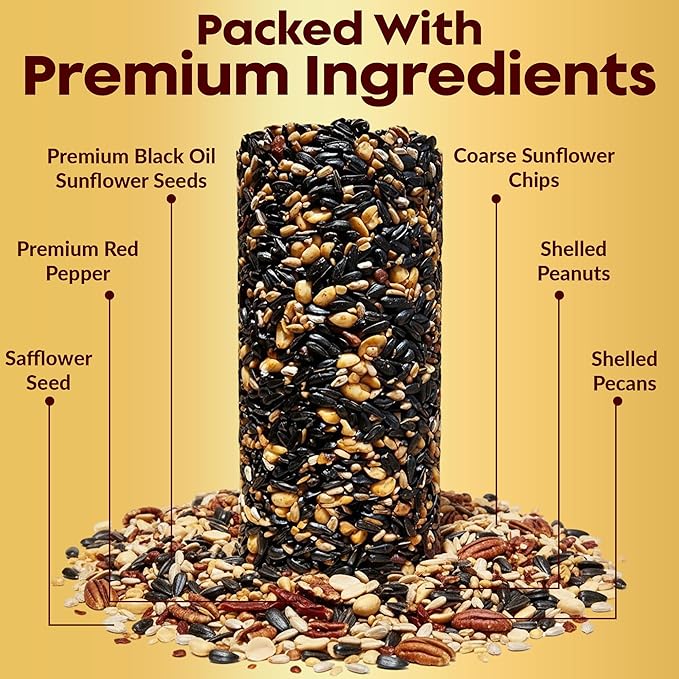 Hot Pepper Bird Seed Cylinders with Hole – Spicy Birdseed to Reduce Squirrels – Bird Seeds for Outside Wild Birds – No Mess Birdseed – Hot Birdseed, No Filler – USA Made (4" x 7.75") 2 Pack