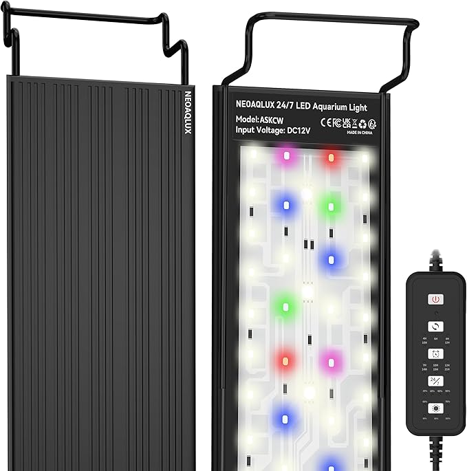 24/7 LED Aquarium Light for 46-56 Inch Plant & Fish Tank IP68, 12-Color & Gradient & Full Spectrum with Sunrise-Daylight-Moonlight, Auto On/Off, Brightness, Extendable Brackets for Freshwater