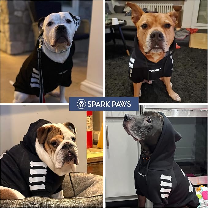 Spark Paws Dog Hoodie – Premium Dog Sweater for Small, Medium, and Large Dogs | Warm Outfits for French Bulldogs, Pitbull, Puppy, Winter Jacket Alternative - Woof - S