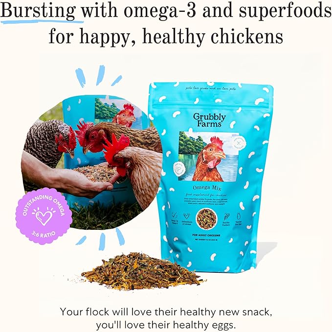 Grubbly Farms Supplements Bundle - Layer Calcium, Probiotics+Prebiotics, Vitamins+Electrolytes & Omega Mix - Complete Nutrition Support, Strong Eggshells & Digestive Wellness for Laying Hens