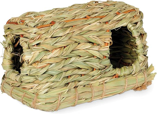 Prevue Pet Products Nature's Hideaway Grass Hut Small Animal Toy - for Mice, Gerbils, Hamsters, or Other Small Pets, Woven Hay & Grass, Natural Hide & Explore Toy - Small