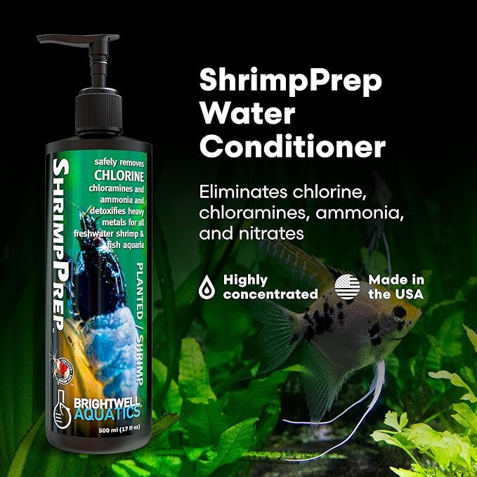 Brightwell Aquatics Shrimp Prep – Water Conditioner for Freshwater Shrimp & Aquariums – Removes Chlorine, Ammonia & Heavy Metals – Promotes Healthy Habitat, 125 ml