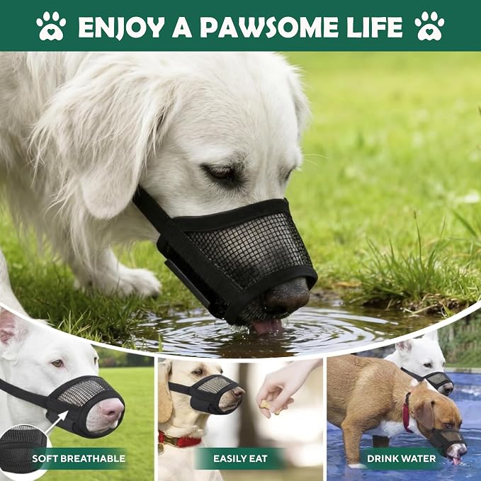 Dog Muzzle for Large Dogs – Adjustable Velcro with Air Mesh Muzzle for Large Sized Dog | Mussels for Dogs Grooming | Muzzles to Prevent Biting Barking Chewing | Allows Panting and Drinking