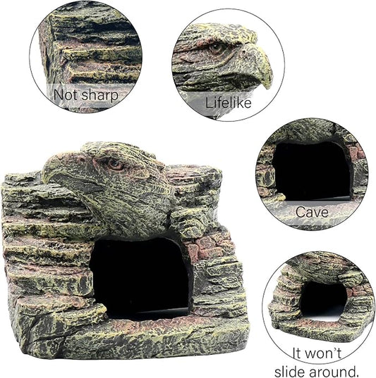 Reptile Rock Basking Platform, Gecko Hide Cave Hiding Place, Snake Cave and Hides for Reptiles, Amphibians, and Small Animals, Lizards (Type-D（Small）)