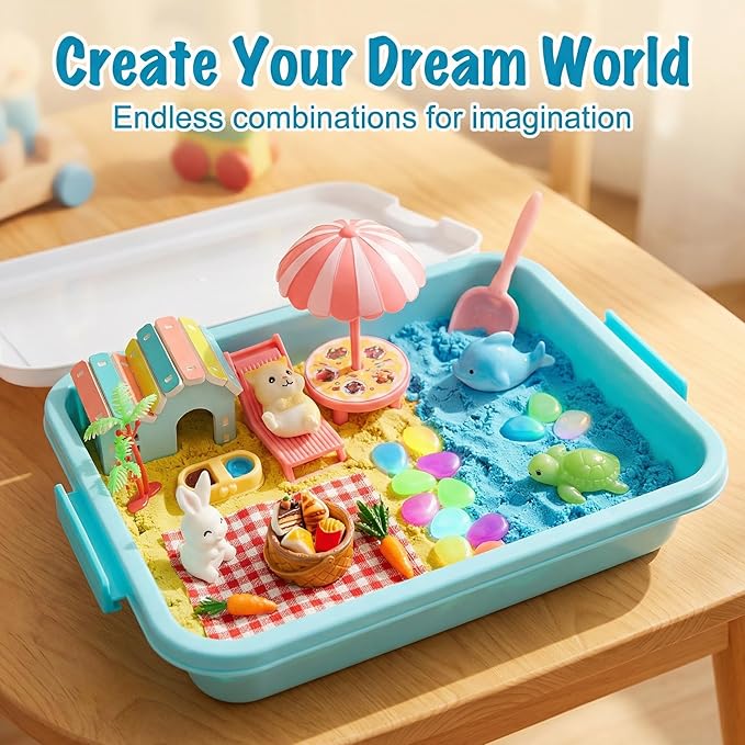Carolart Pet Sensory Bin,Hamster and Rabbit Habitat,Animal Sensory Sand Kit for Boys and Girls, Pet Sensory Toys,Summer Beach Toys, Sandbox Play Set for Toddler Ages 3 4 5 6 7 8