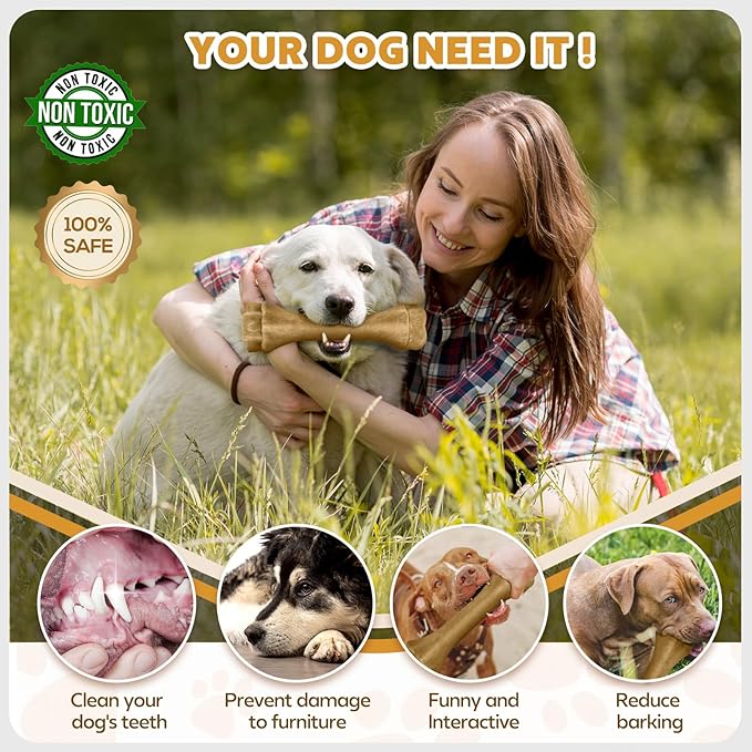 PUPTILY Dog Toys for Aggressive Chewers, Indestructible Bones for Aggressive Chewers, Tough Puppy Chew Toy for Heavy Duty Dogs, Big Dog Teething Toys with Durable Nylon for Large/Medium Breed Puppies