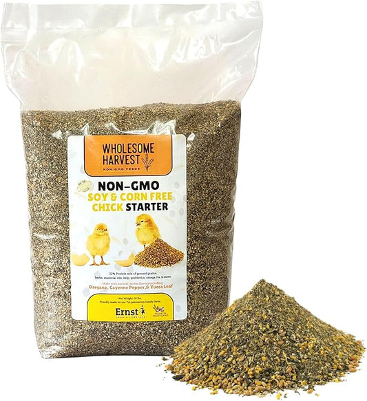 Corn & Soy-Free Chick Starter Feed - All Grain & Non-GMO Chick Food Starter with Omega 3 - Chicken Feed for Growing Healthy Chicks with High-Protein 22% and Probiotics - 10 Lb
