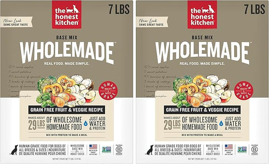 The Honest Kitchen Human Grade Wholemade™ Dehydrated Grain Free Fruit & Veggie Base Mix Dog Food (Just Add Protein),7 lb Box,(Pack of 2)