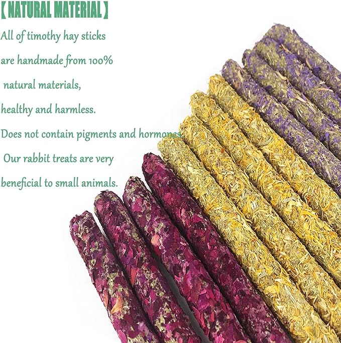 ANDES Rabbit Chew Toys 40pcs Timothy Hay Sticks About 14oz/400g Hamster Molar Snacks Handmade are Perfect Food Accessories for Bunny Guinea Pigs Rats Chinchillas Gerbils