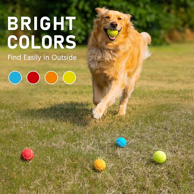 Prime Pets Durable Dog Tennis Balls 3 Pack, 2.5” High-Bounce Non-Squeaky Silent Dog Toy Balls for Fetch & Outdoor Training, Suitable for Small and Medium Dogs