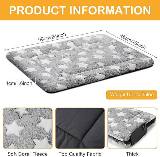 VitalCozy 4 Pcs Dog Crate Pads, Ultra Soft Warm Washable Anti-Slip Kennel Bed Mat for Pets, Reversible, Replaceable, Cozy Cage Liner for Small Medium Large Dogs and Cats(18 x 24 x 1.6 Inch,Gray)