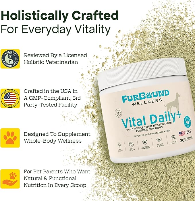 Dog Multivitamin Powder | 9-in-1 Whole Food Dog Vitamins and Dog Supplements that Supports Joint, Digestion, Skin & Coat, Immune, Cognition, Detox, Heart, Antioxidants (Cheesy Beef Flavor)