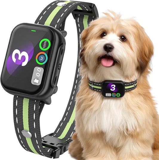 RPZ Smart Dog Bark Collar for Small Medium Large Dogs 8-150 Lbs, Green | Rechargeable anti barking collar with bark count tracking, 4 training modes, 3 sensitivity levels and IP67 waterproof