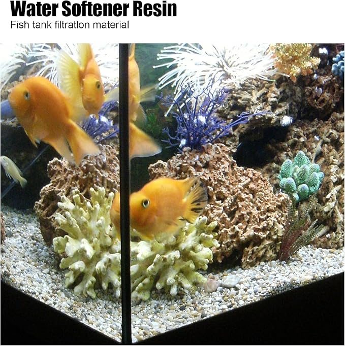 HEEPDD Aquarium Water Softener Resin, 500ML Ion Exchange Filter Media, GH Reducer Pillow for Fish Tank
