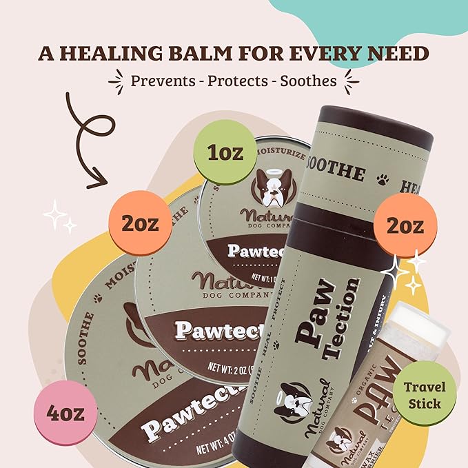 Natural Dog Company Pawtection Balm for Hot Pavement, Dry Cracked Dog Paws, and Rough Terrain - Safe, Non-Toxic, and Lick Safe - Protects Paws with Natural Ingredients, 1 oz Tin