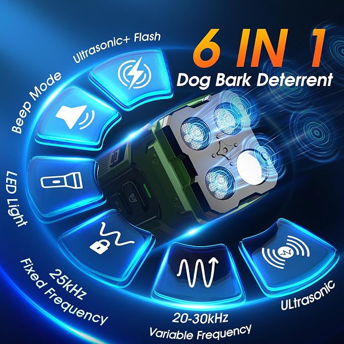 Dog Bark Deterrent Devices, Anti Barking Device 3X Ultrasonic Bark Control Device 50ft Range, Rechargeable & Safe Dog Training Tool for Quiet Walks and Peaceful Homes | Rechargeable, Anti Barking Control, Safe Training Tool, Quiet Walks, Indoor & Outdo...